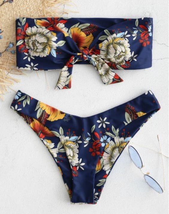 Product Knot Floral Bandeau Bikini