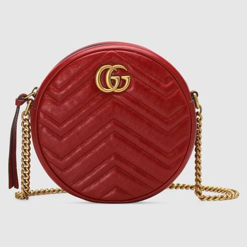 Moda GG Marmont mini round shoulder bag red - Gucci