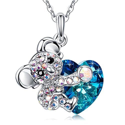 Fashion MEGA CREATIVE JEWELRY Collar para Mujer con Cristales Swarovski Corazón Azul Koala