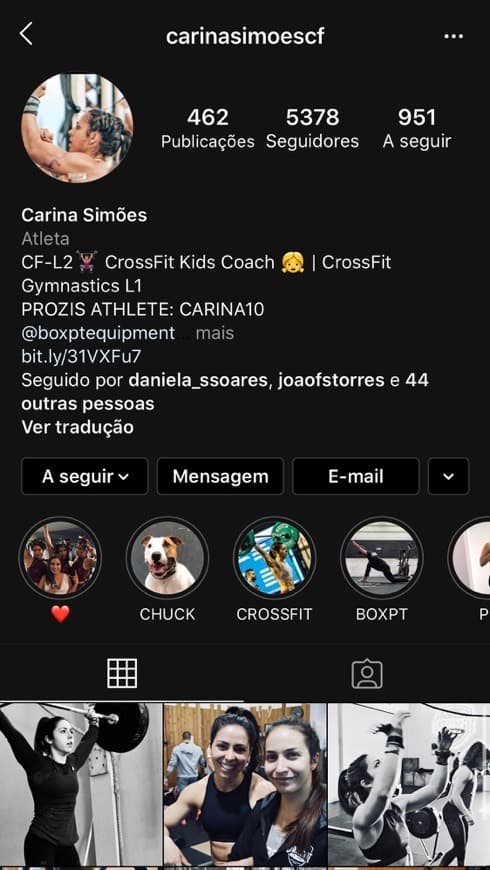 Moda CARINA SIMÕES PERSONAL TRAINER CROSS FIT