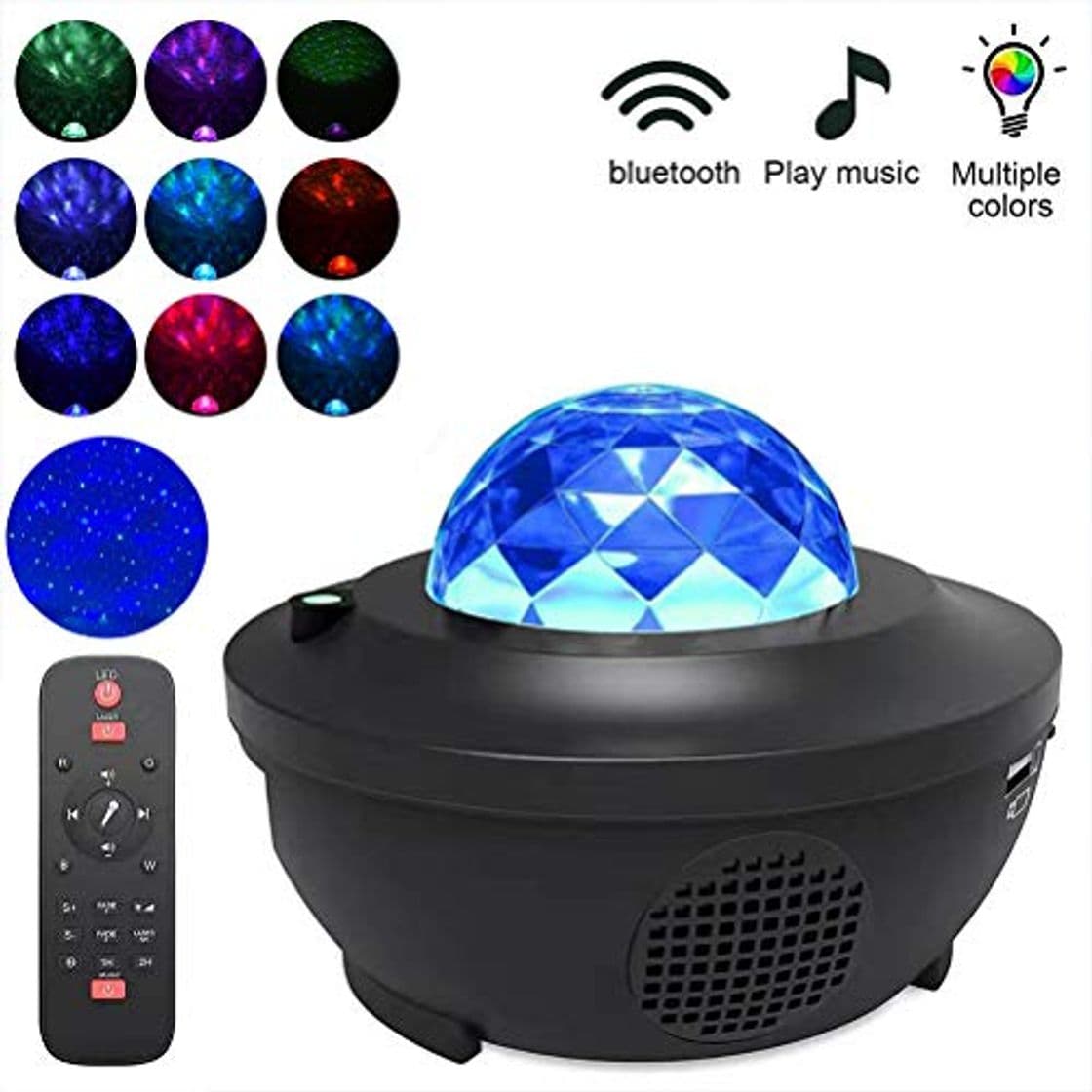 Product Yissma LED Music Star Projector Luz Nocturna para niños Starry Sky Lights Proyector Altavoz Bluetooth con Control Remoto y Temporizador