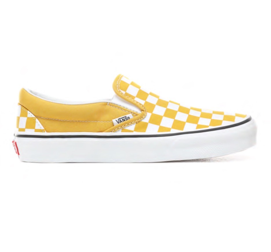 Fashion Vans slip on xadrez amarelas 