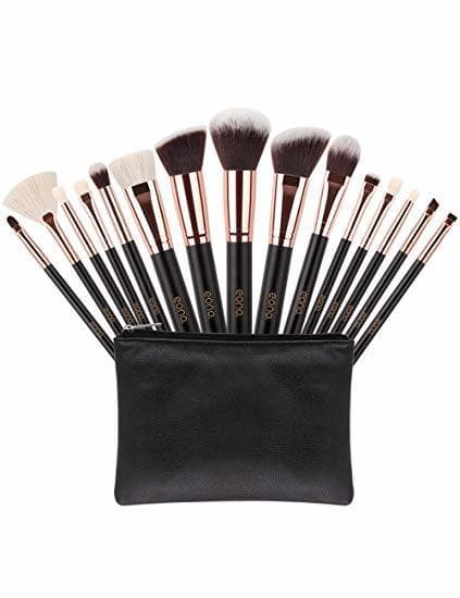 Beauty Kit de Brochas Maquillaje 15 Piezas Docolor Cerdas de Fibra Sintética Suave