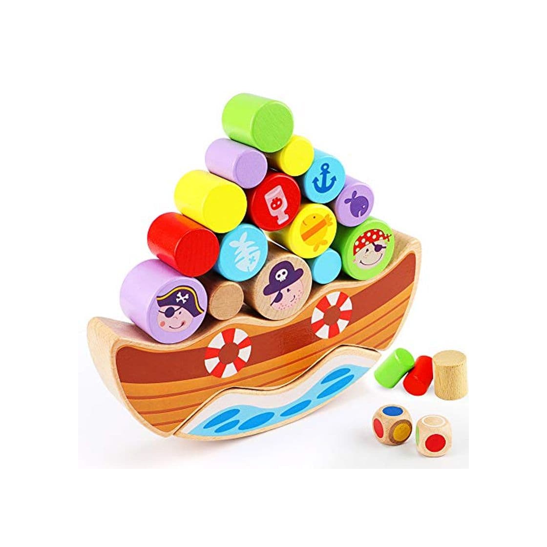 Product Lewo Juego de Equilibrio de Piratas de Madera Apilamiento Bloques de construcción Montessori Juguetes para niños pequeños