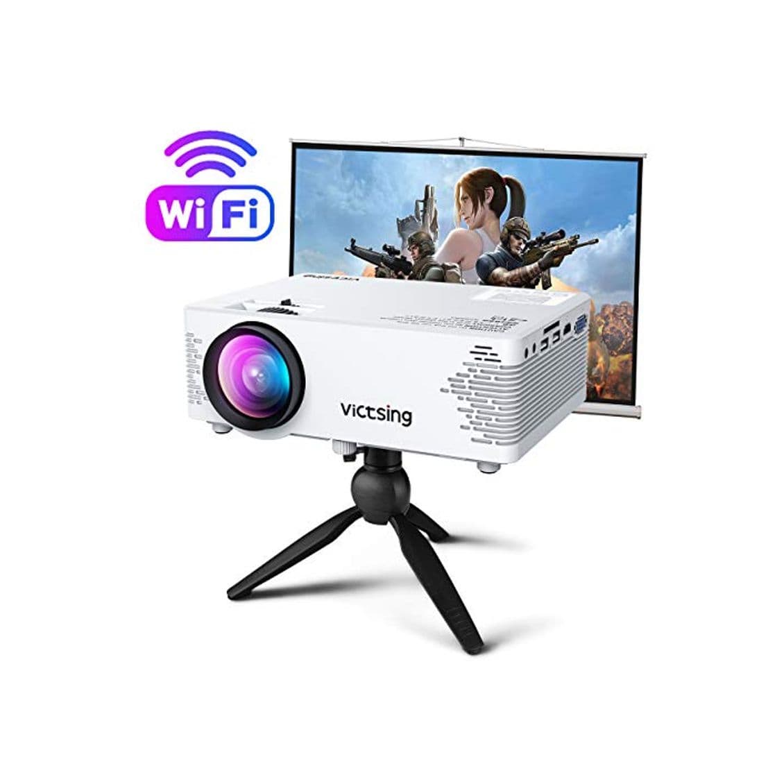 Product Mini Proyector, VicTsing Proyector WiFi Bluetooth Soporta 1080P Full HD, Proyector Cine en Casa