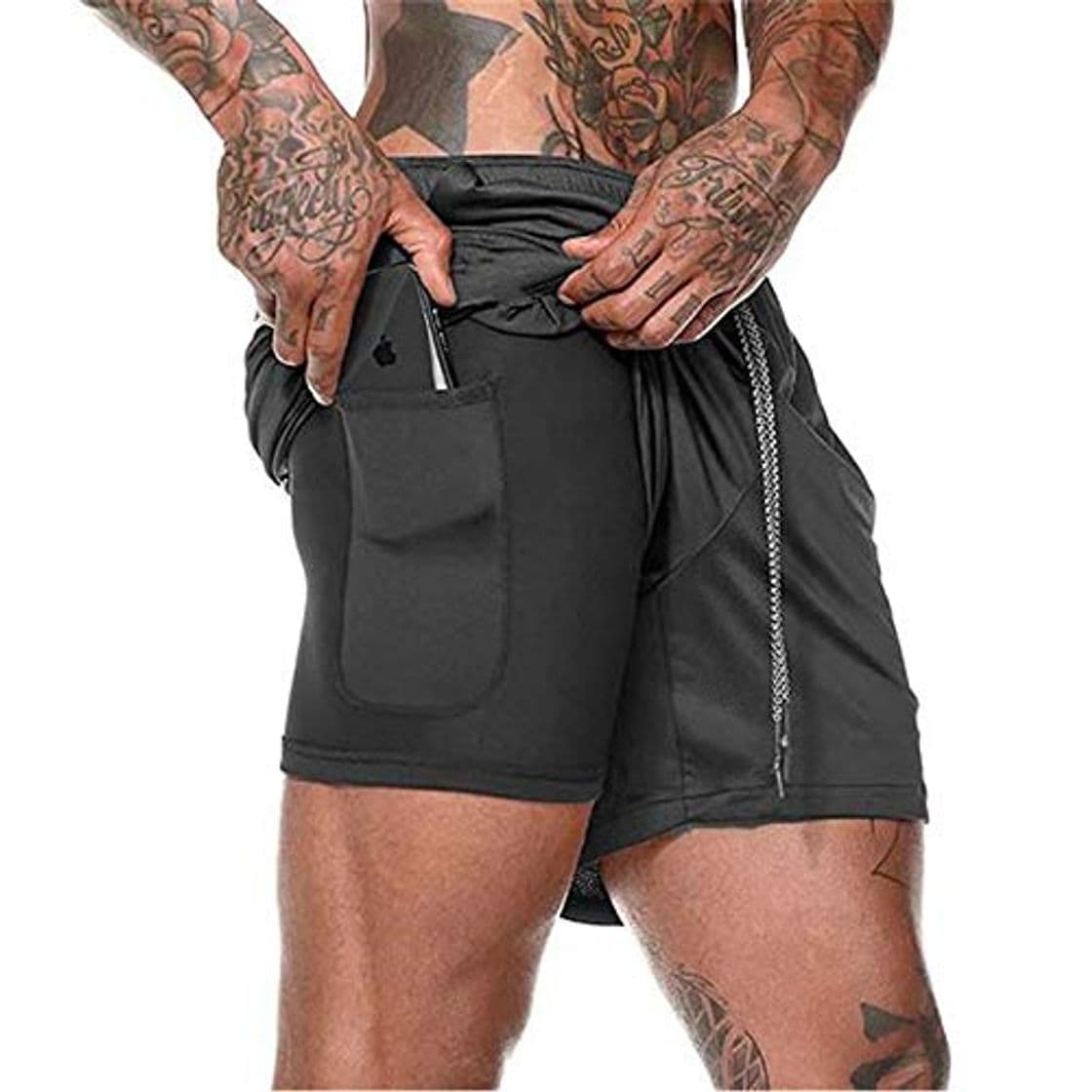 Fashion Pantalón Corto para Hombre,Pantalones Cortos Deportivos para Correr 2 en 1 con