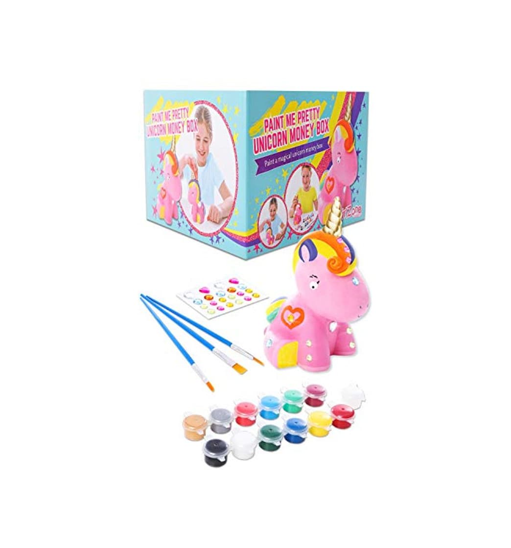 Product GirlZone Regalos para Niñas - Hucha Unicornio para Pintar - Kit Pintura