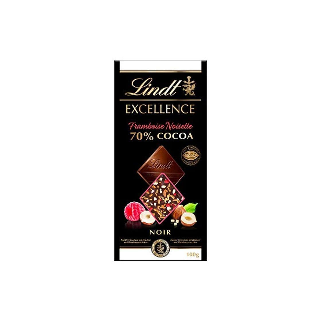 Producto Lindt Excellence 70% Cacao Frambuesa y Avellanas