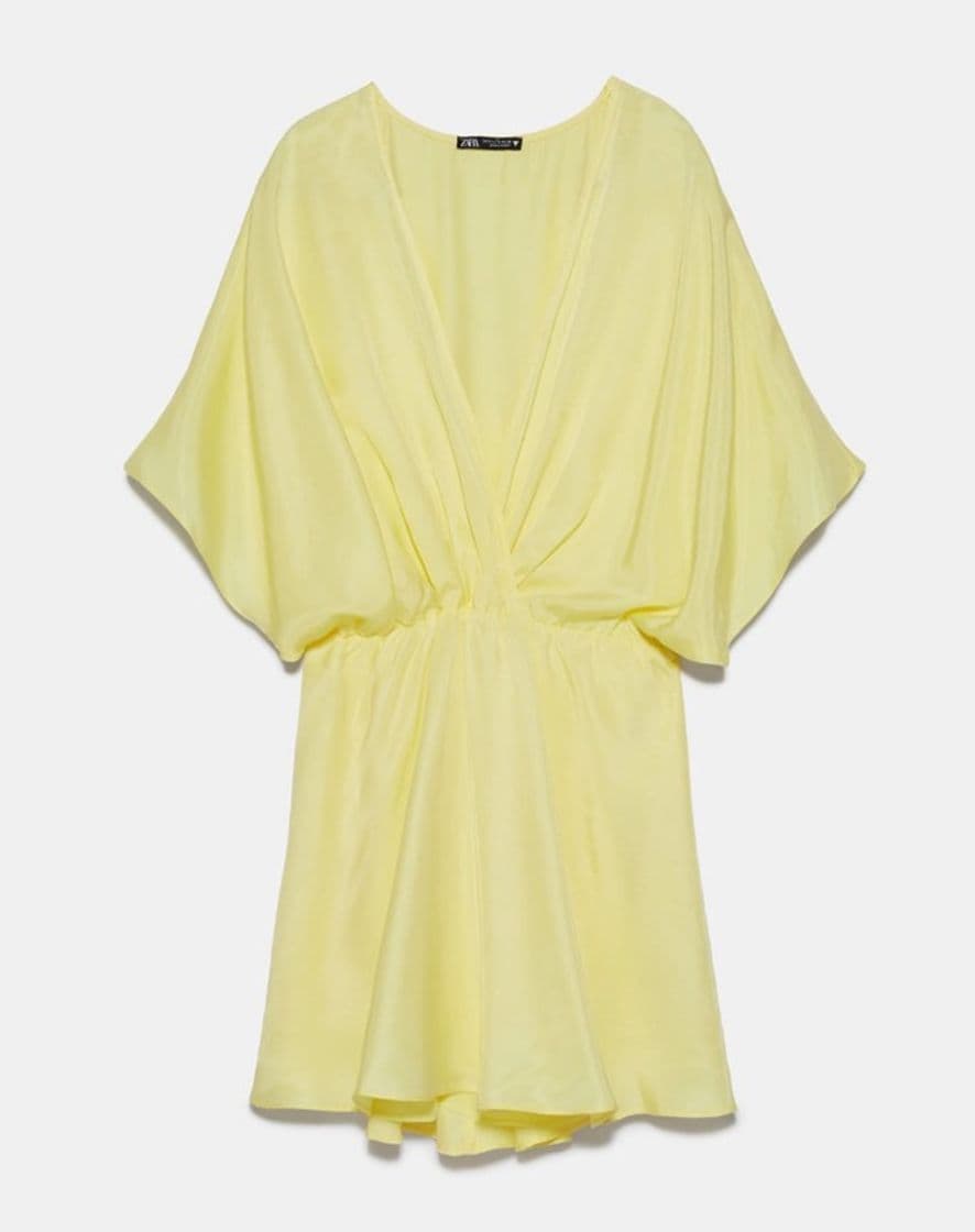 Fashion Vestido amarelo acetinado 