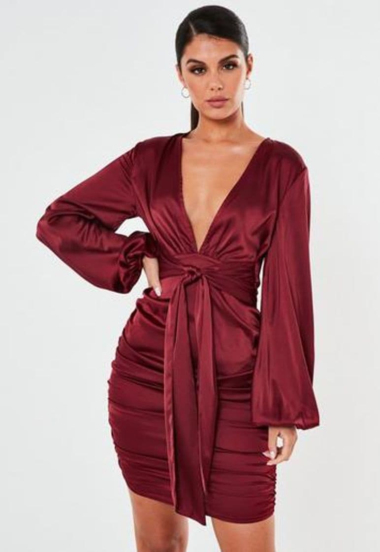 Fashion Vestido cor de vinho 