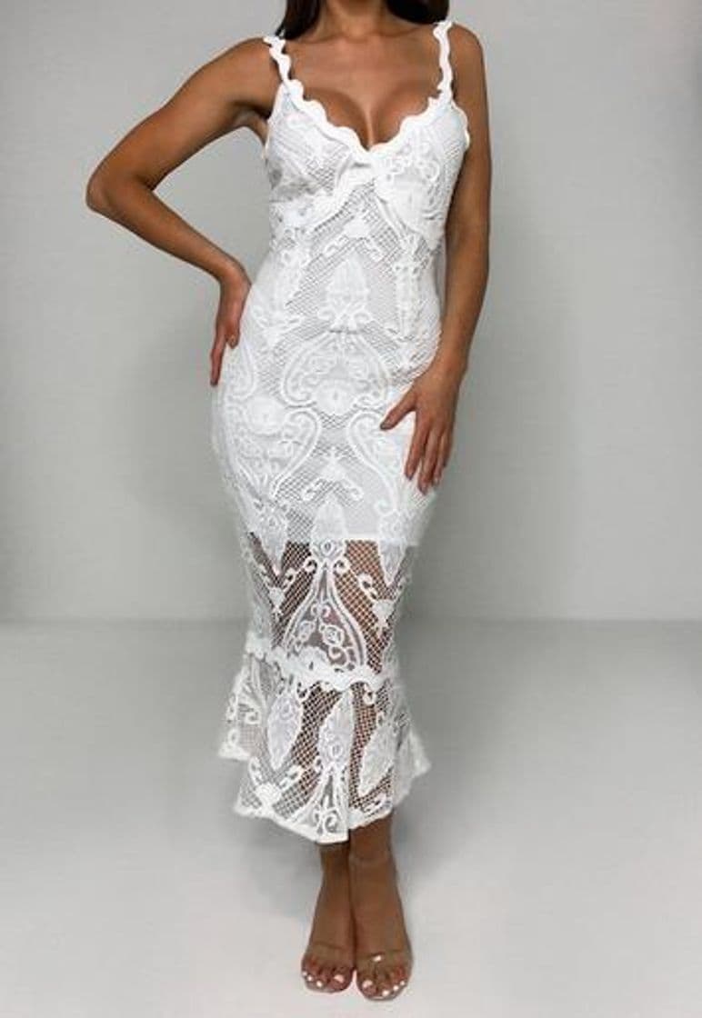 Fashion Vestido rendado branco 