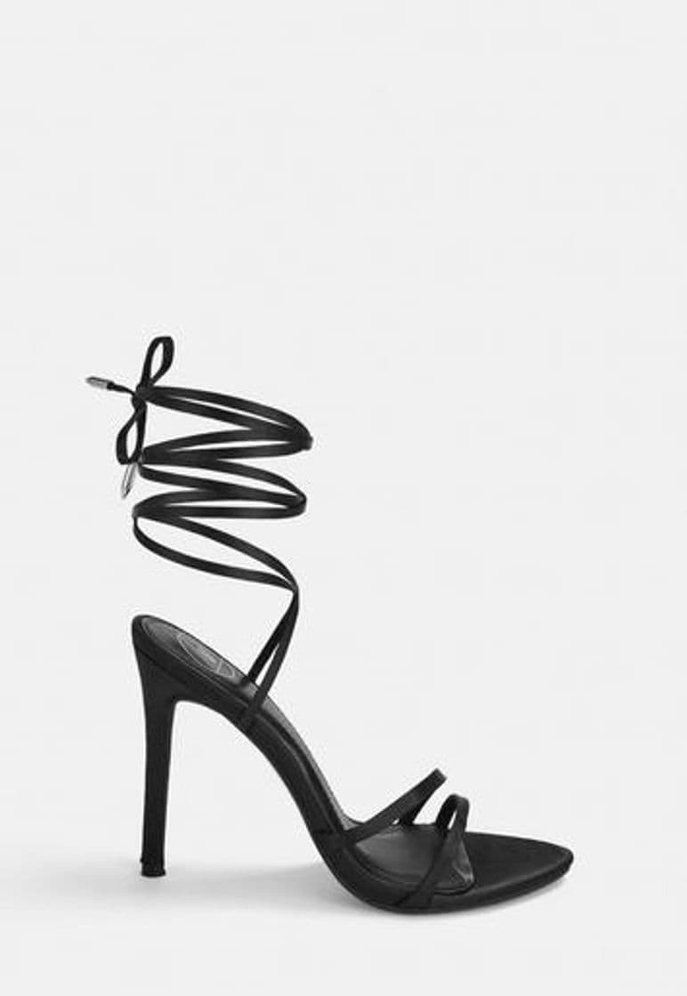 Moda Stassie x Missguided Black Pointed Toe Lace Up Barely There Heels