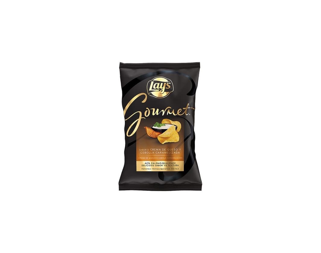 Product Lays Gourmet c/sabor a creme de queijo e cebola caramelizada