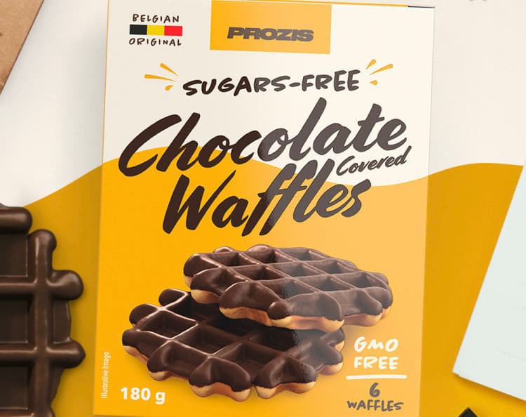 Producto 6 x Waffles Cobertos com Chocolate sem Açúcares 30 g