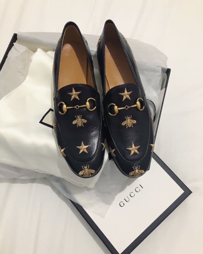 Product Black Leather Gucci Jordaan Embroidered Loafer