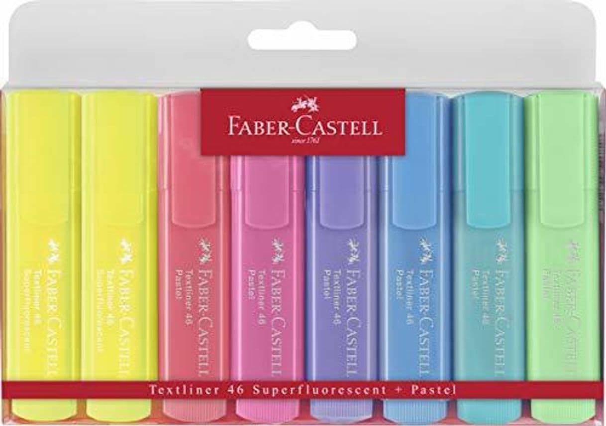 Electronic Faber-Castell 154681 - Estuche con 8 marcadores fluorescentes tonos pastel Textliner 1546