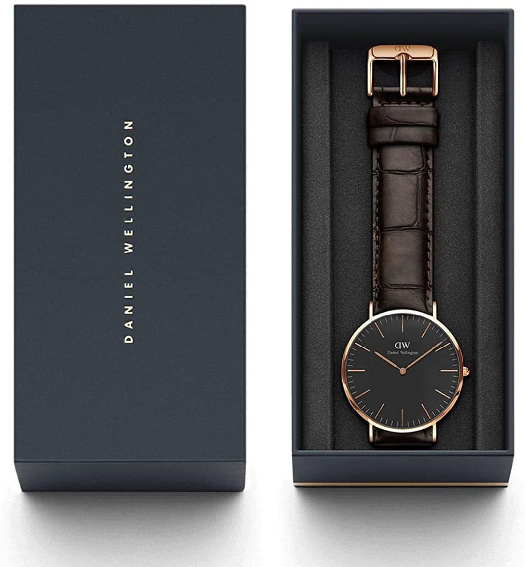 Moda Daniel Wellington DW00100128 - Reloje acero inoxidable con correa de piel, Unisex,