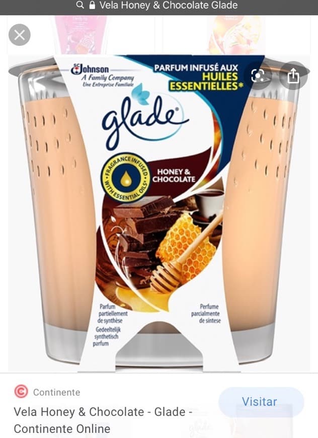 Producto Vela Honey & Chocolate Glade
