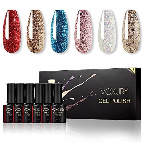 Belleza VOXURY Lentejuelas UV Gel Set de Esmalte de Uñas