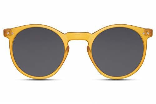 Product Cheapass Gafas de Sol Redondas Montura Amarillo Mate con Cristales Oscuros Protección