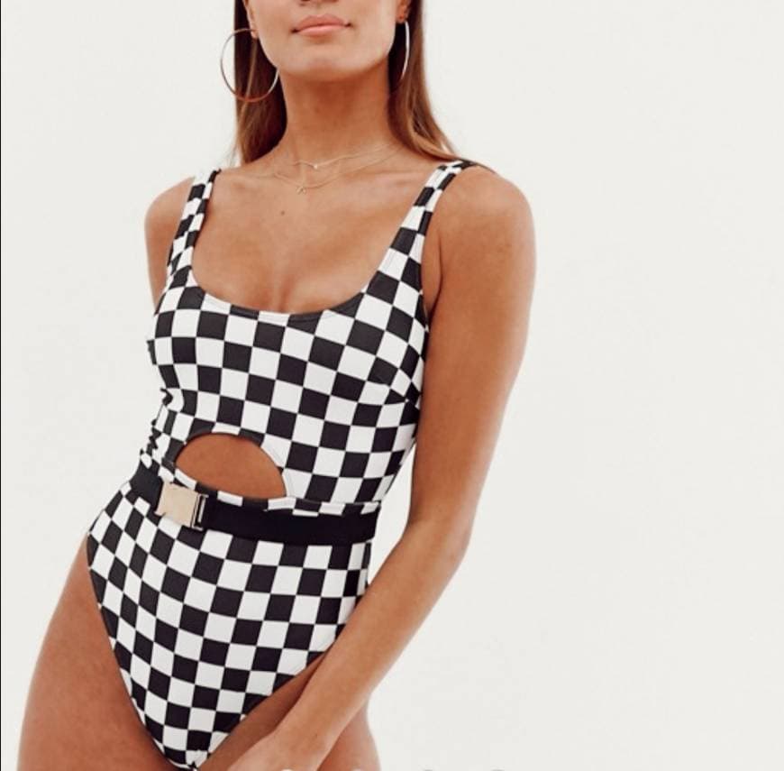 Moda ASOS - Checkerboard swimsuit