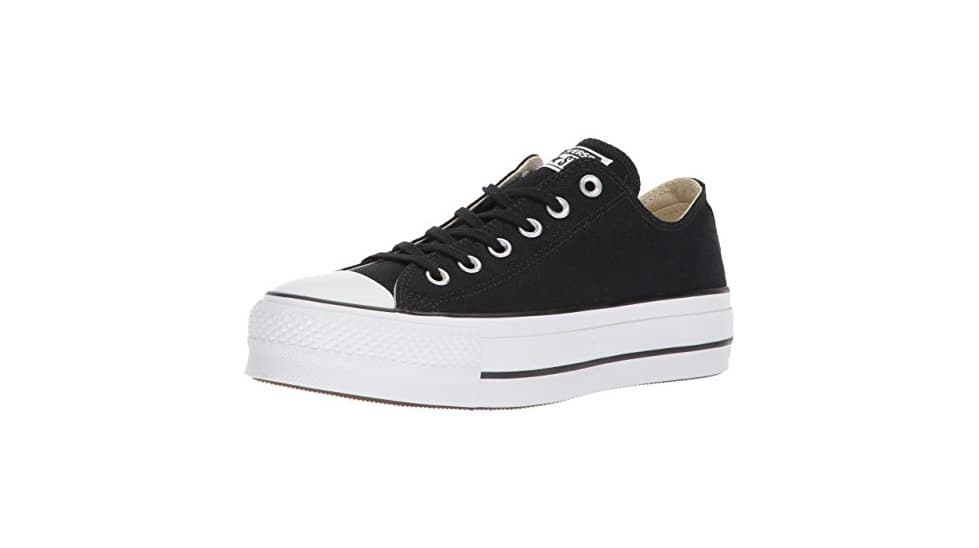 Fashion Converse Chuck Taylor CTAS Lift Ox Canvas, Zapatillas para Mujer, Negro