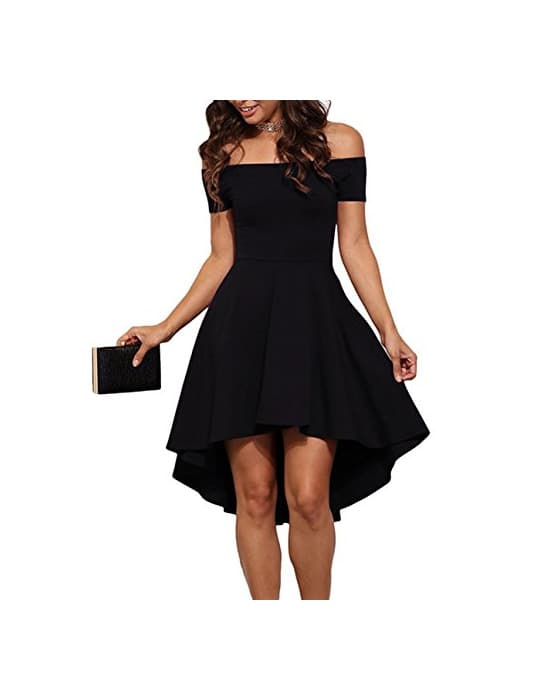 Fashion Twippo Sexy Vestido Corto Largo Skater Moderno Sin Hombros