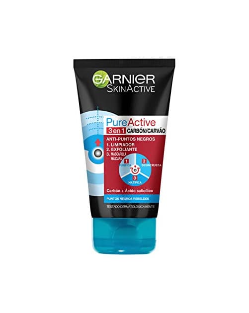 Beauty Garnier Skin Active - Pure Active 3 en 1 - Limpiador, exfoliante y mascarilla