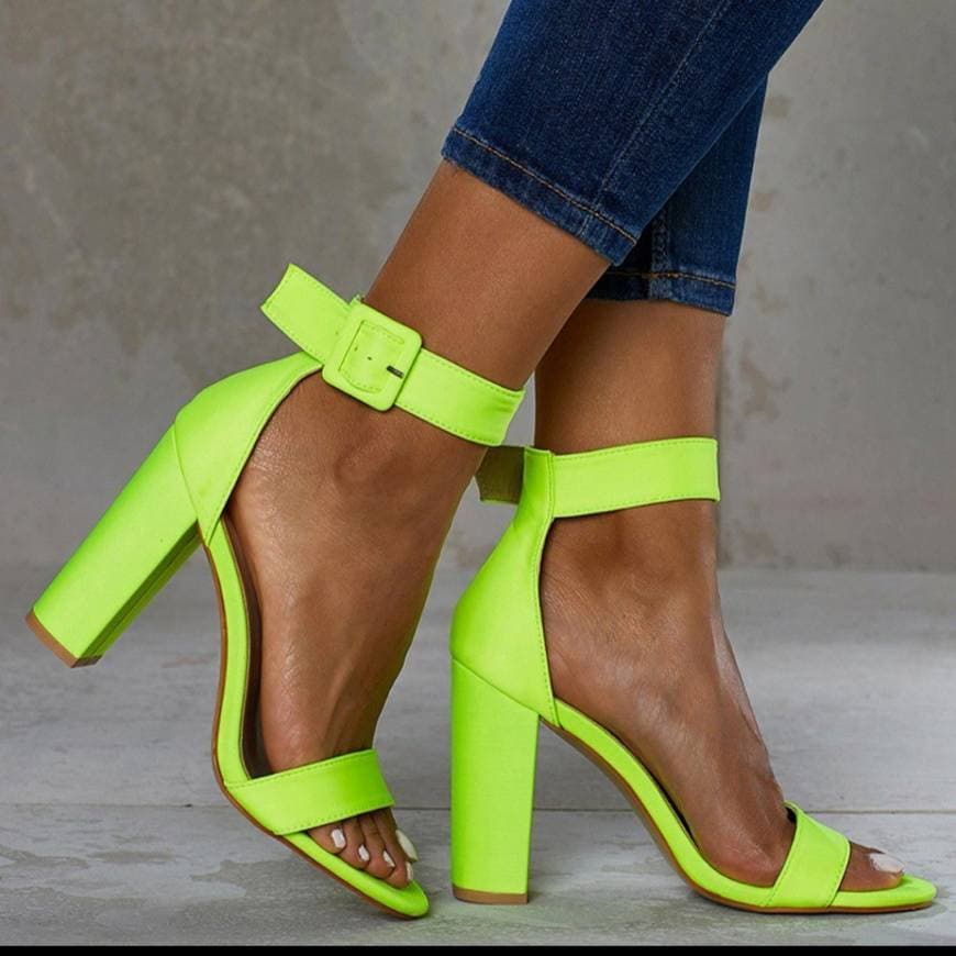 Moda Salto alto aberto, verde fluorescence 