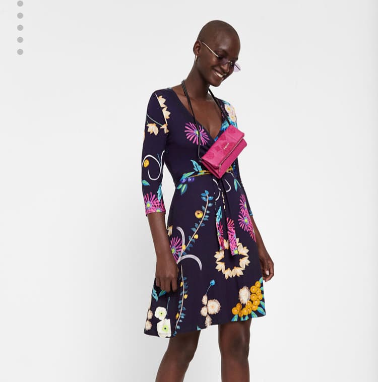 Moda Vestido cruzado malha floral | Desigual.com