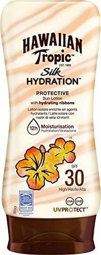 Beauty Hawaiian Tropic Silk Hydration Protective - Loción Solar Protectora con índice SPF 30 con cintas de seda hidratantes y resistente al agua, formato 180 ml