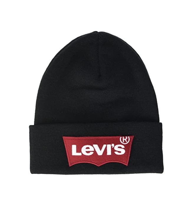 Moda Levi's Oversized Batwing Beanie Gorro de Punto, Negro