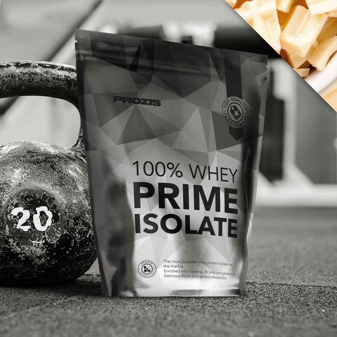 Producto 100% Whey Prime Isolate 1000 g chocolate branco