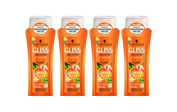 Beauty Schwarzkopf  Gliss - Champú Summer Repair - Reparación de verano - flor de monoï - FLACON 250 ml