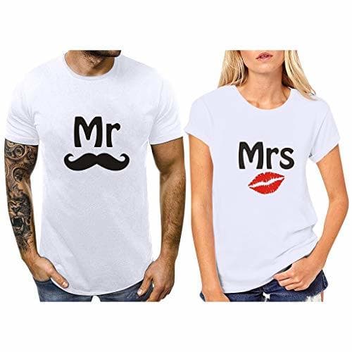 Moda ღLILICATღ Pareja Camiseta Día de San Valentín Camisetas de Manga Corta con