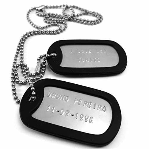 Producto Chapas Militares Personalizadas de Acero Inoxidable. Collar de Chapas Grabadas en Relieve.