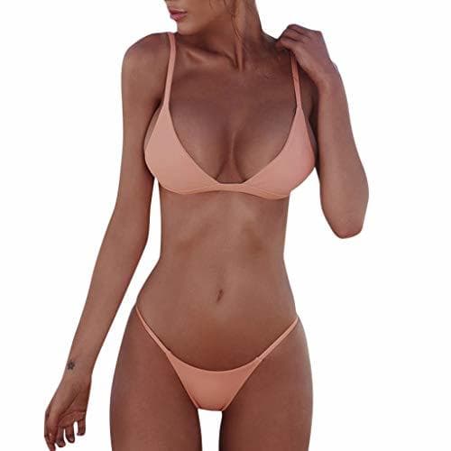 Product Mujer Bikini 2019 Color sólido Traje de Baño Mujer Dos Piezas Ropa