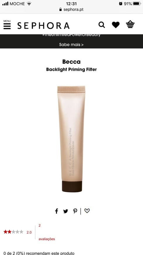 Producto Becca backlight priming filter