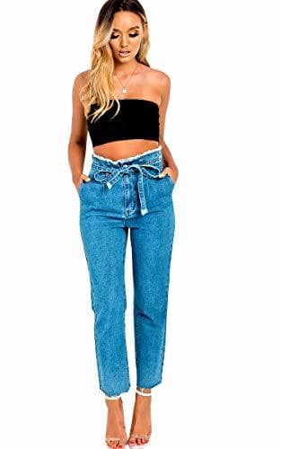 Product Ikrush Women's Bernie Lazo En La Cintura Mom Jeans in Denim Size