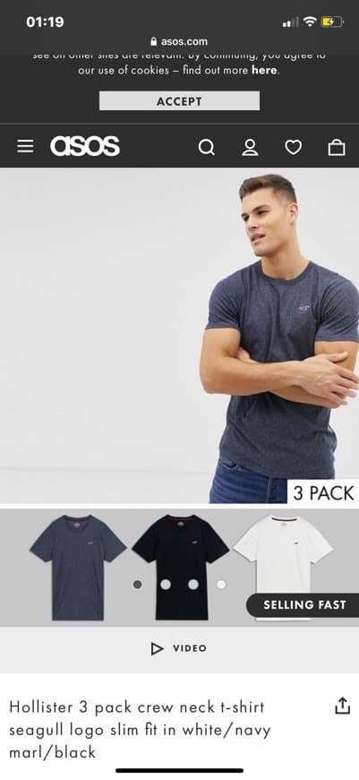 Product Hollister 3 pack crew neck t-shirt seagull logo slim fit in 