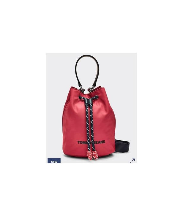 Product COLOUR-BLOCKED NAUTICAL DRAWSTRING BUCKET BAG RED