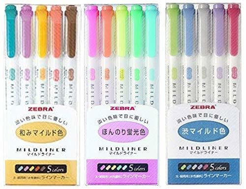 Producto Paquete de 3 juegos de rotuladores Zebra MILDLINER WKT7-5C