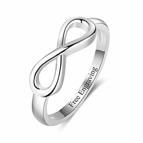 Place Lam Hub Fong Anillo Infinito Anillo Grabado Personalizado Mujer Plata de Ley