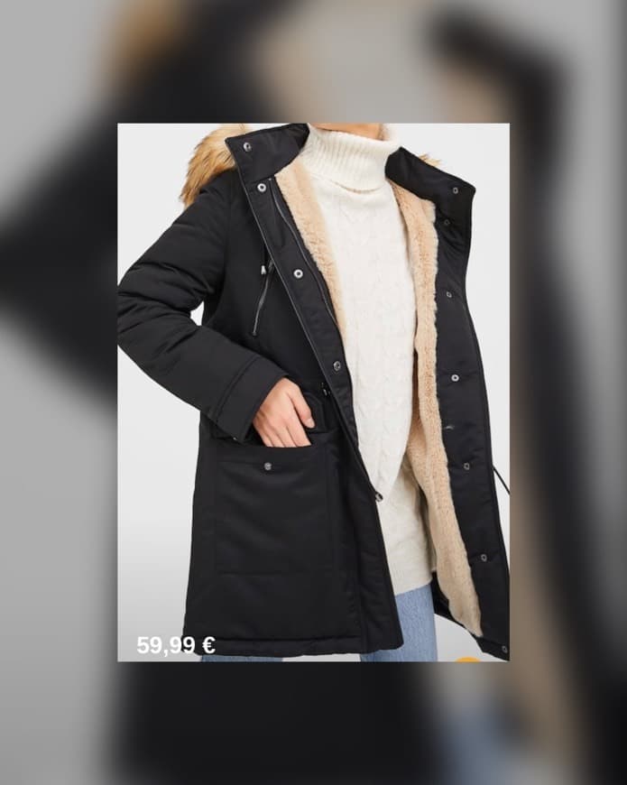 Moda STRADIVARIUS - parka com capuz preta