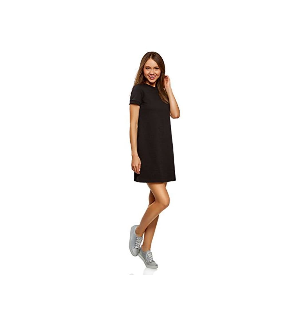 Product oodji Ultra Mujer Vestido Holgado de Punto, Negro, ES 38