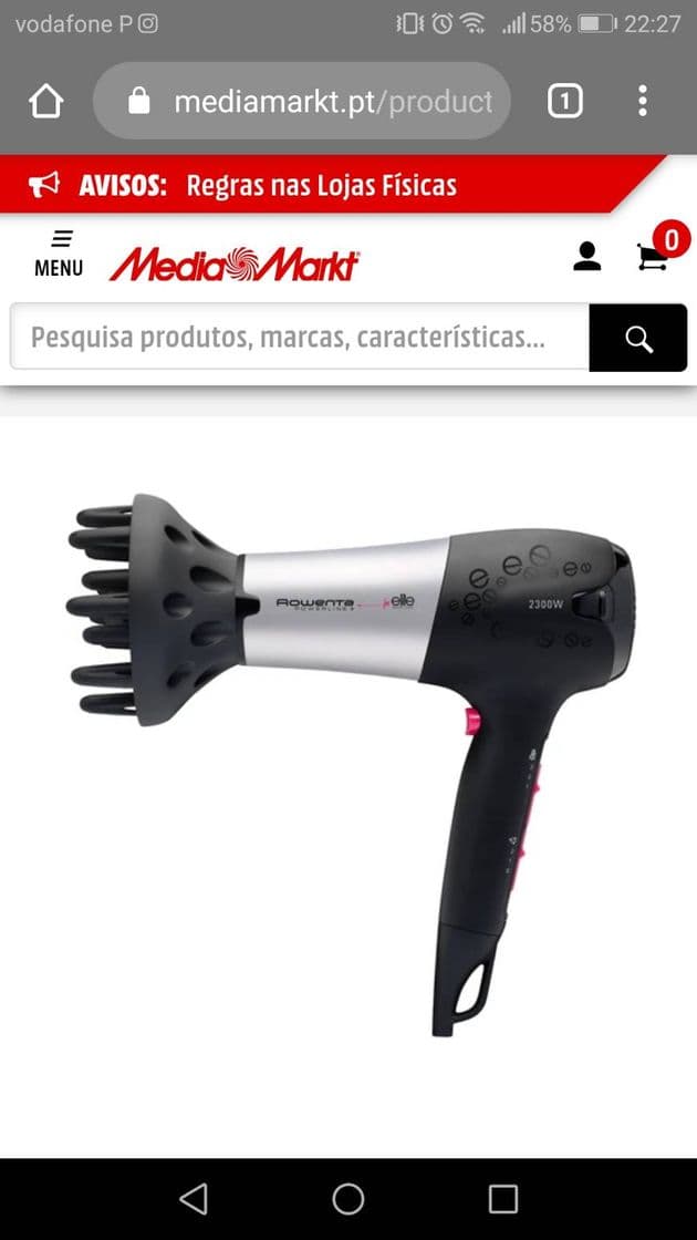 Product Secador de Cabelo com Difusor Rowenta