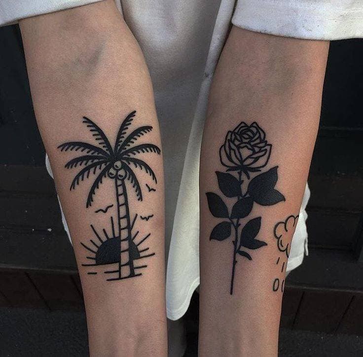 Moda Black Rose & Palm tree