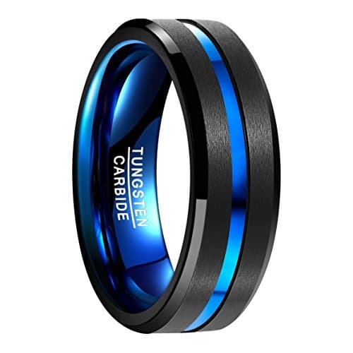 Fashion NUNCAD Anillo Hombre Mujere Unisexo Tungsteno Exterior Negro