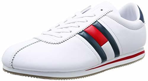 Fashion Tommy_Jeans Retro Flag Sneaker, Zapatillas para Hombre, Blanco