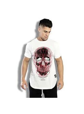 Product T-shirt branca com caveira